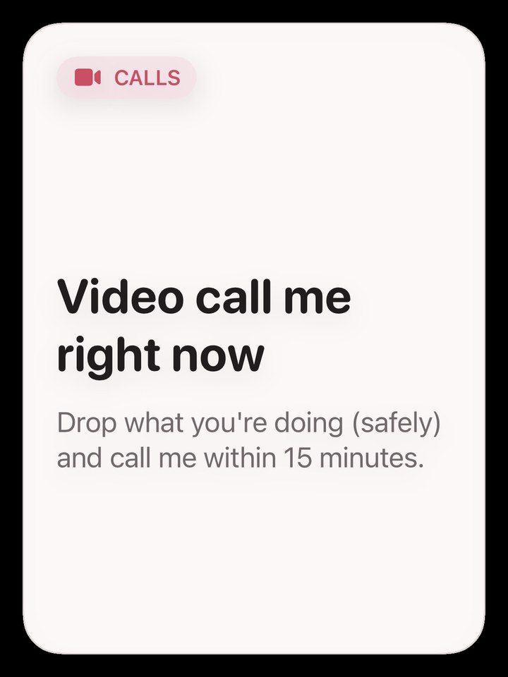 Calls Nudge — Video call me right now